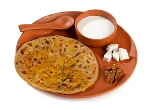 Paneer Paratha with Curd